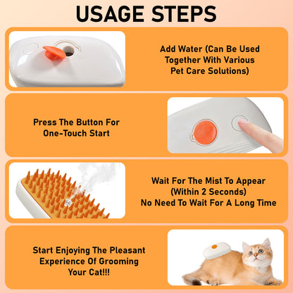 Steam brush with rubber bristles for pets